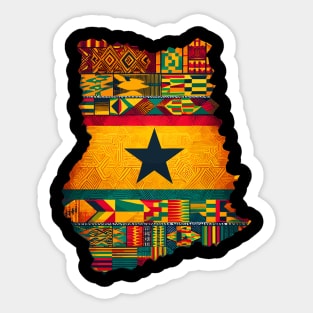 Ghana Map Kente Pattern Sticker